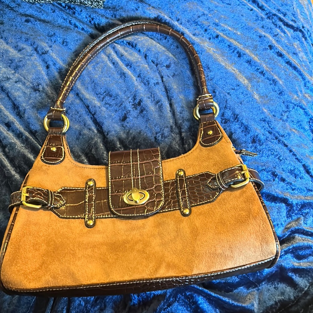 Y2K SHOULDER BAG BROWN SUEDE